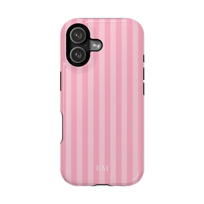 Custom Initials Bubblegum Stripes iPhone Case