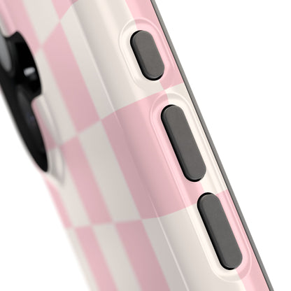 Light Pink & Beige Checkered iPhone Case