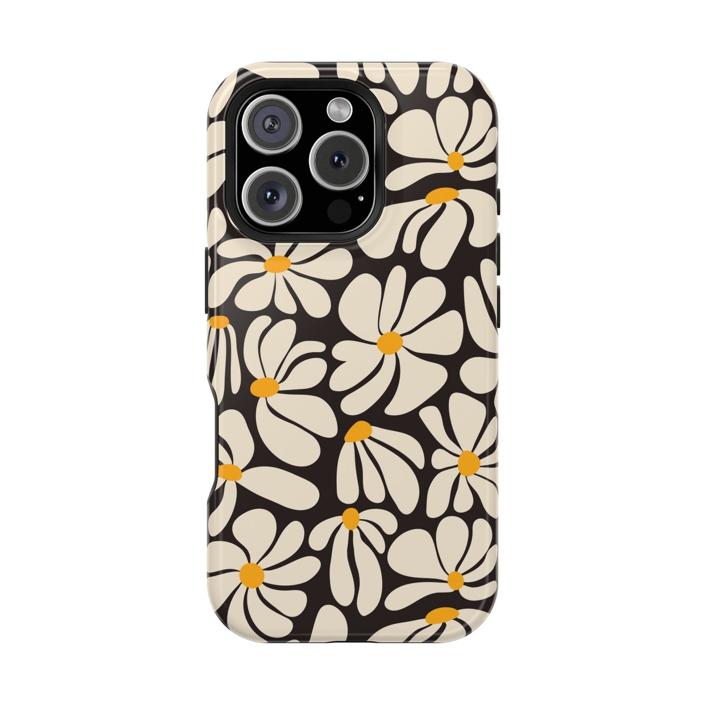 Black Retro Flowers iPhone Case