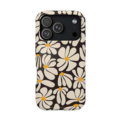 Black Retro Flowers iPhone Case