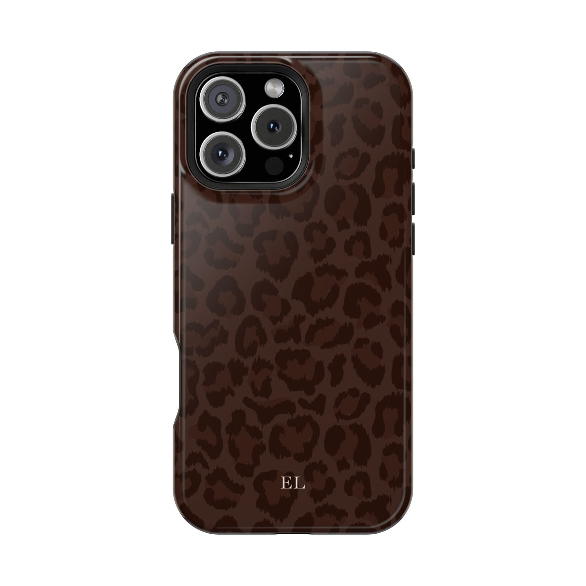 Custom Initials Mocha Leopard iPhone Case
