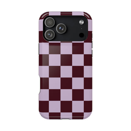 Burgundy & Violet Checkered iPhone Case