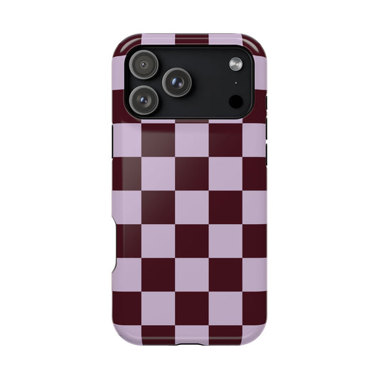 Burgundy & Violet Checkered iPhone Case