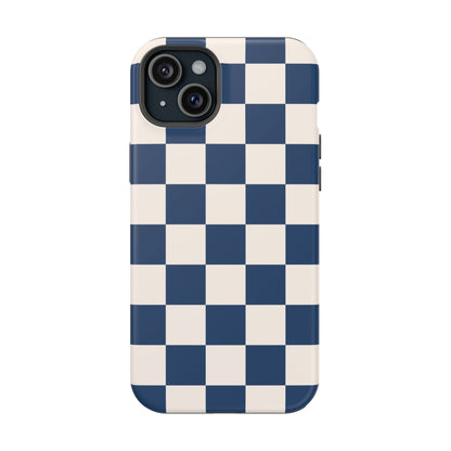 Navy & Beige Checkered iPhone Case