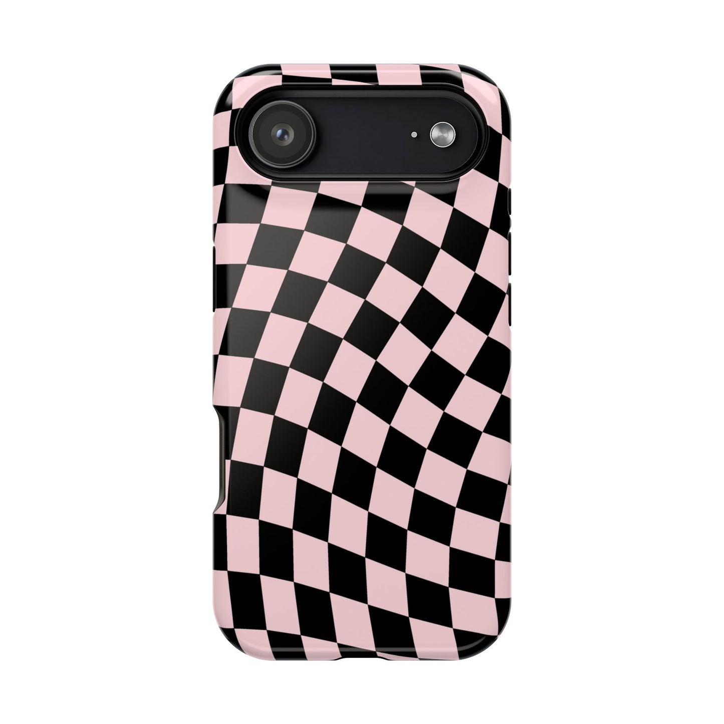 Pink & Black Wavy Checkered iPhone Case