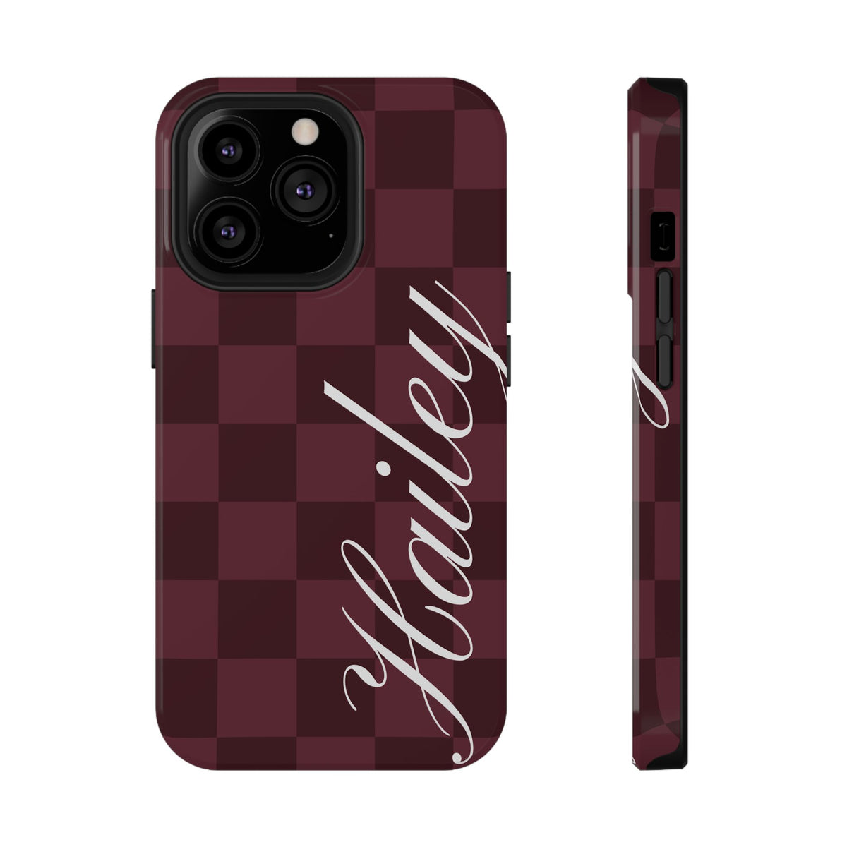 Custom Burgundy Checkered iPhone Case