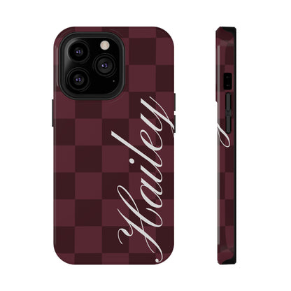 Custom Burgundy Checkered iPhone Case