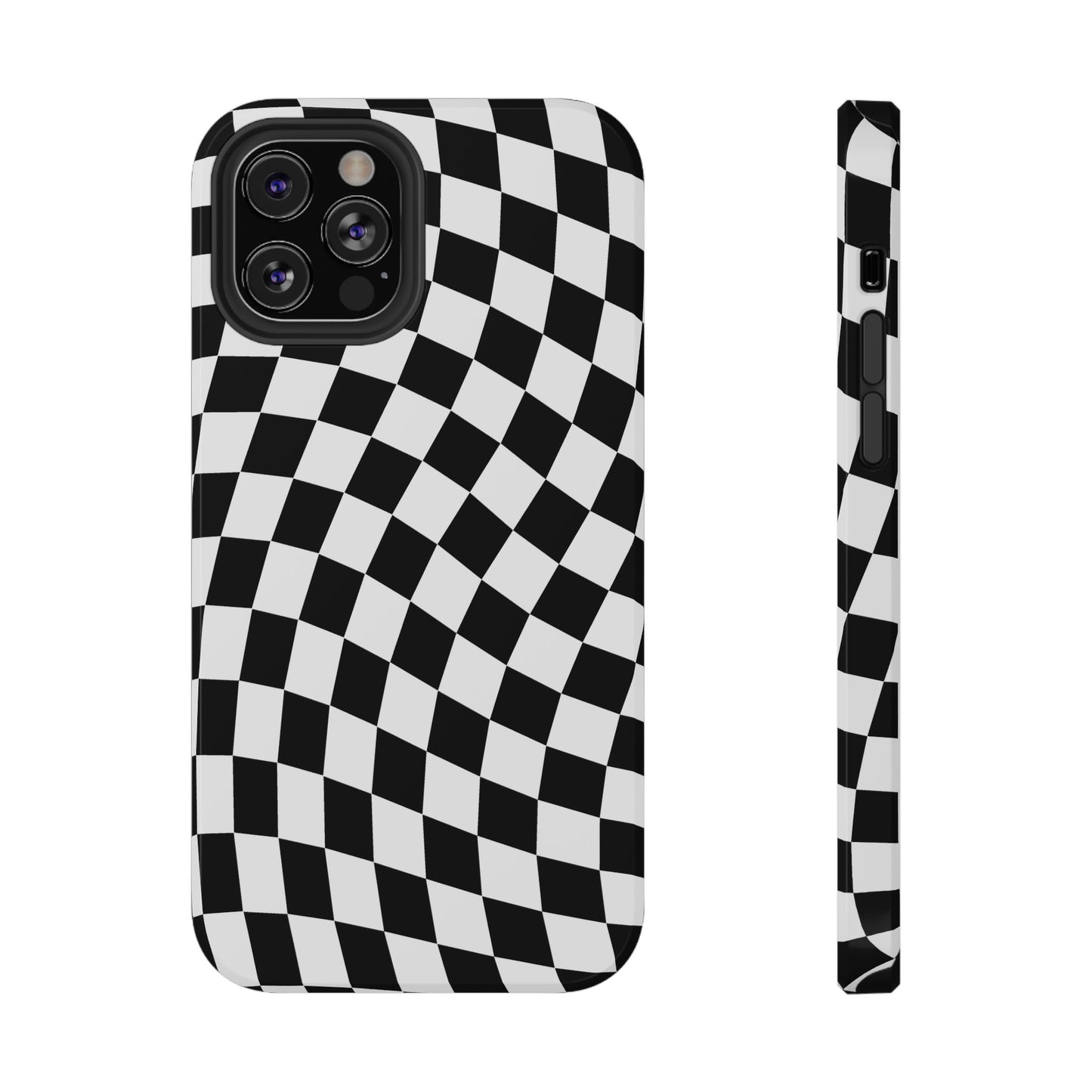 Black Wavy Checkered iPhone Case