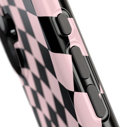 Pink & Black Wavy Checkered iPhone Case