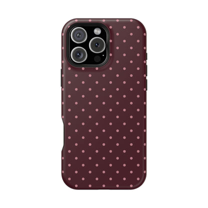 Burgundy & Pink Mini Dots iPhone Case