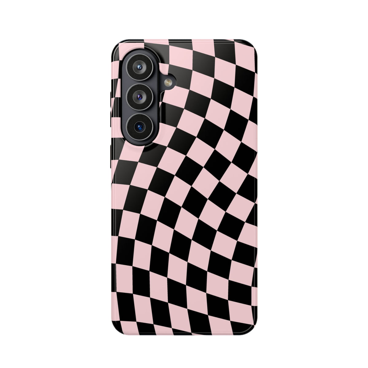 Pink & Black Wavy Checkered Samsung Case