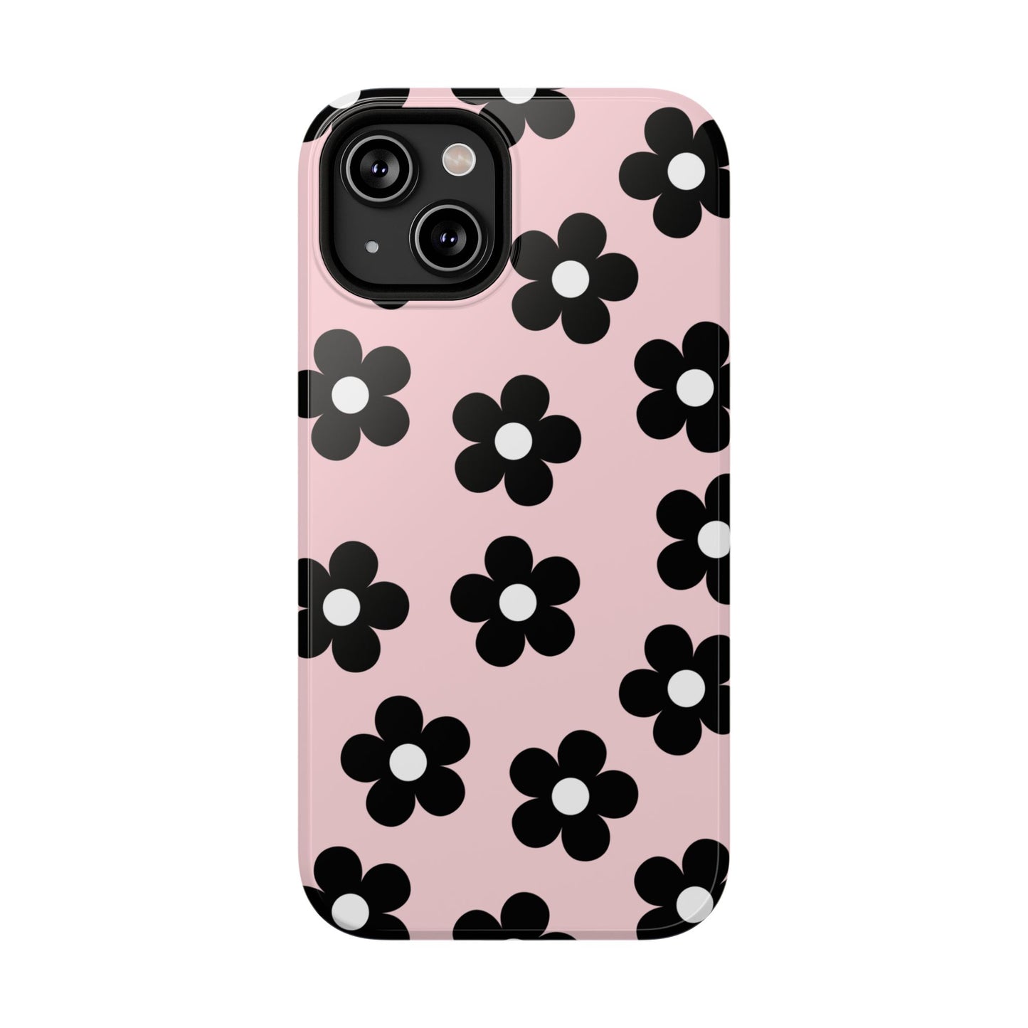 Pink & Black Retro Flowers iPhone Case