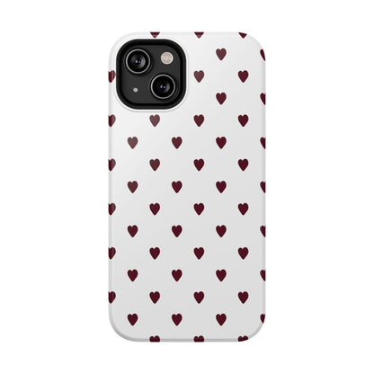 Burgundy Little Hearts iPhone Case