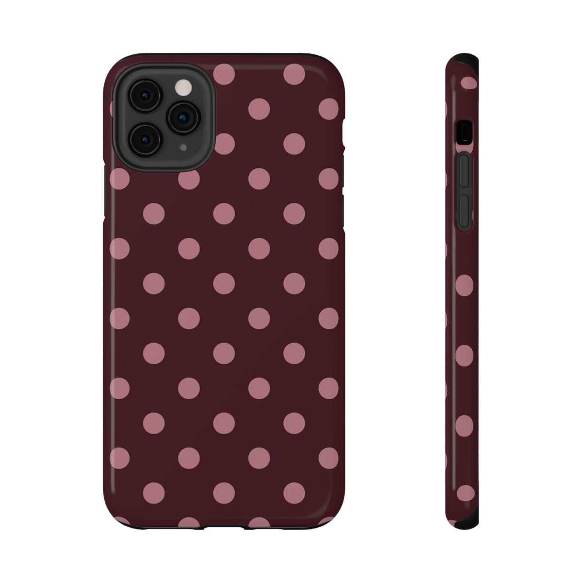 Burgundy & Pink Polka Dots iPhone Case