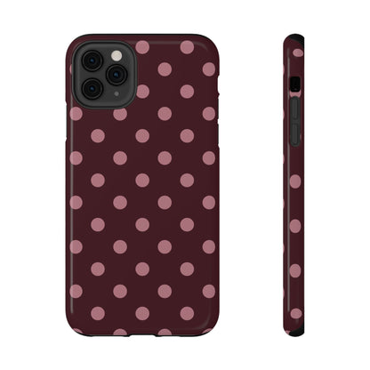 Burgundy & Pink Polka Dots iPhone Case