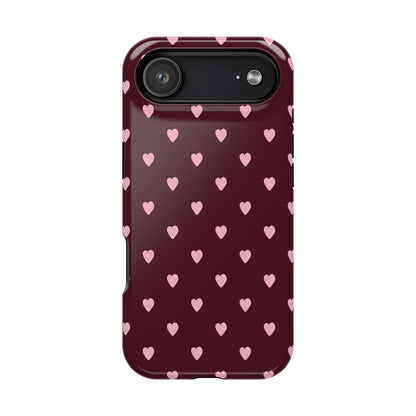 Burgundy & Pink Little Hearts iPhone Case