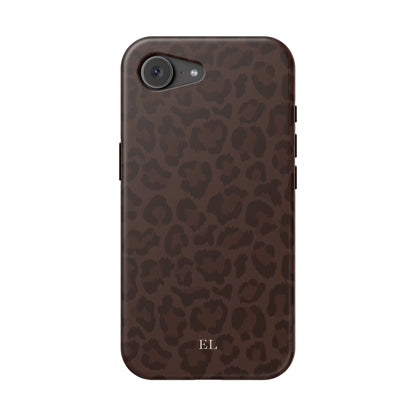 Custom Initials Mocha Leopard iPhone Case