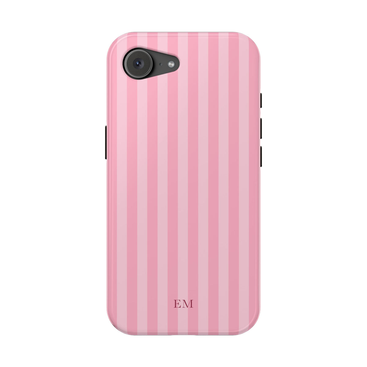 Custom Initials Pink Stripes iPhone Case