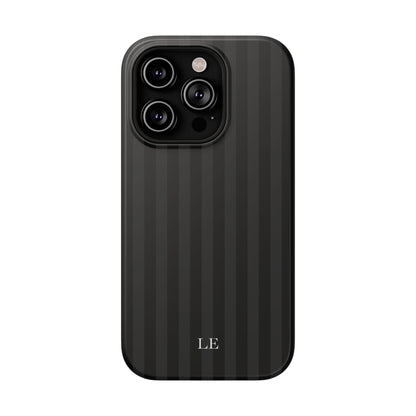 Custom Initials Black Stripes iPhone Case