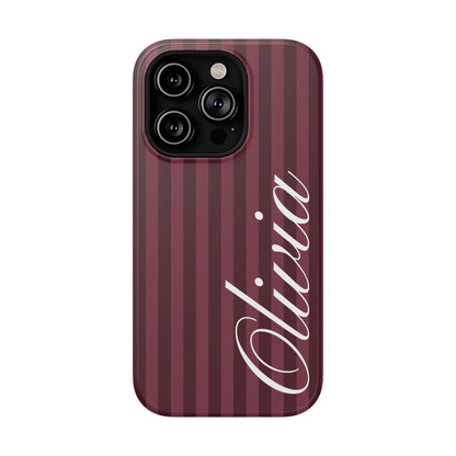 Custom Burgundy Stripes iPhone Case