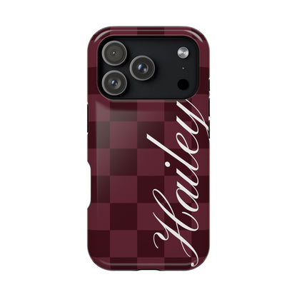 Custom Burgundy Checkered iPhone Case
