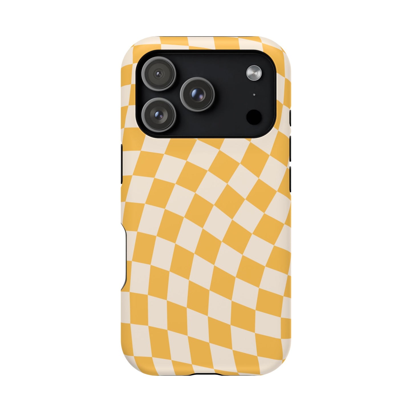 Yellow Wavy Checkered iPhone Case