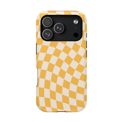 Yellow Wavy Checkered iPhone Case