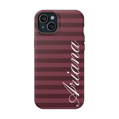 Custom Burgundy Classic Striped iPhone Case