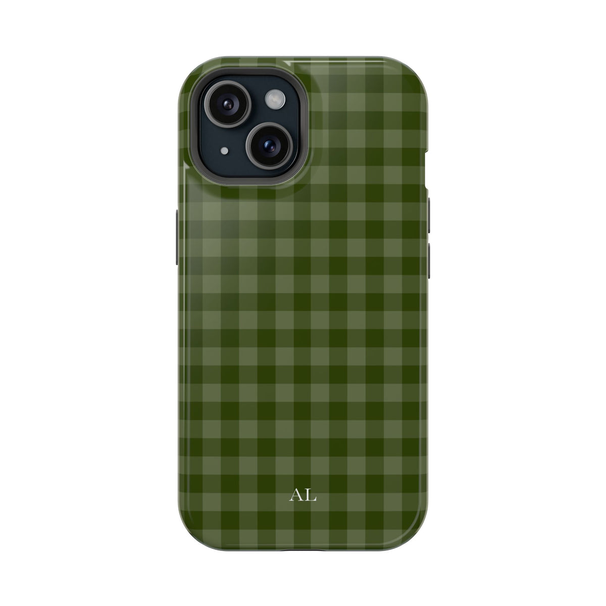 Custom Initials Green Gingham iPhone Case