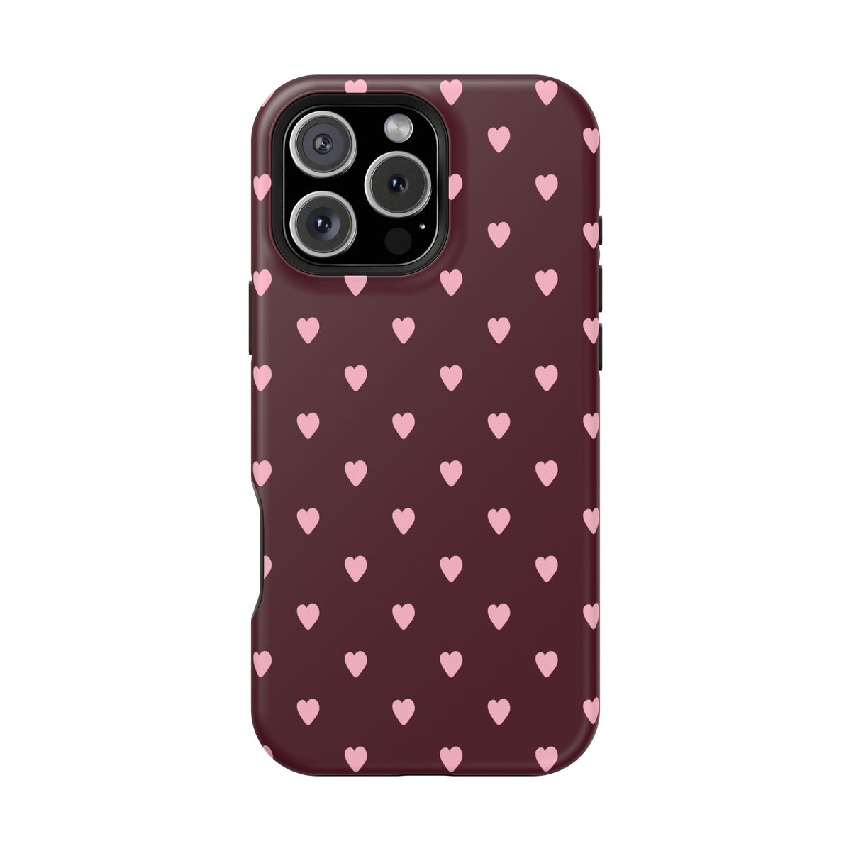Burgundy & Pink Little Hearts iPhone Case