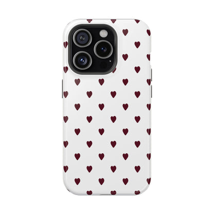 Burgundy Little Hearts iPhone Case