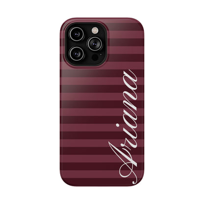 Custom Burgundy Classic Striped iPhone Case