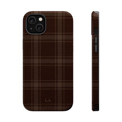 Custom Initials Cocoa Plaid iPhone Case