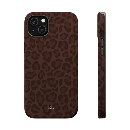Custom Initials Mocha Leopard iPhone Case