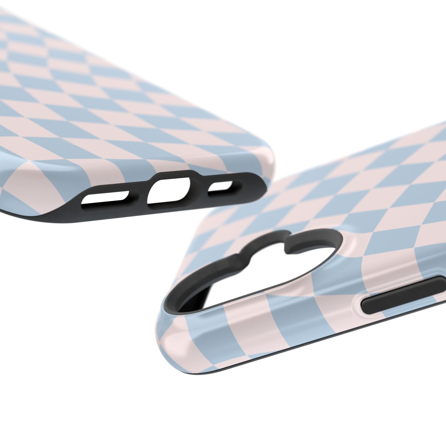 Pink & Blue Wavy Checkered iPhone Case