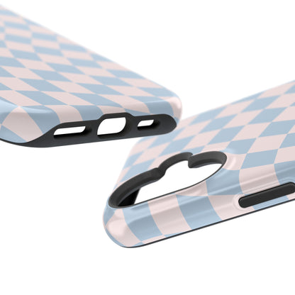 Pink & Blue Wavy Checkered iPhone Case