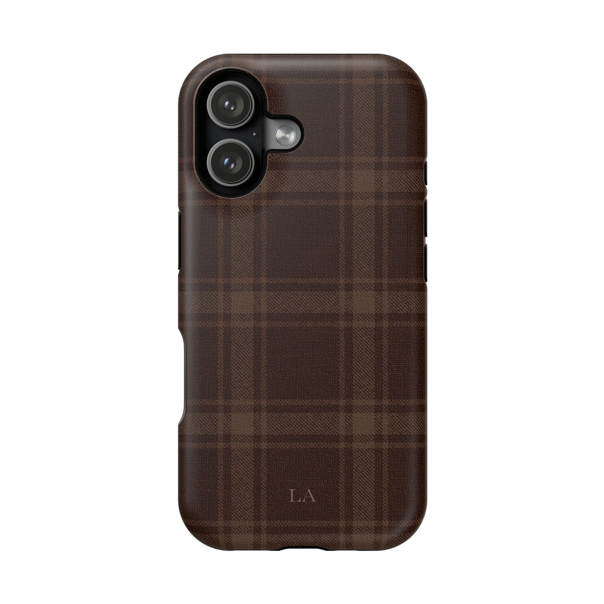 Custom Initials Cocoa Plaid iPhone Case