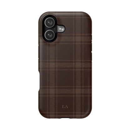 Custom Initials Cocoa Plaid iPhone Case