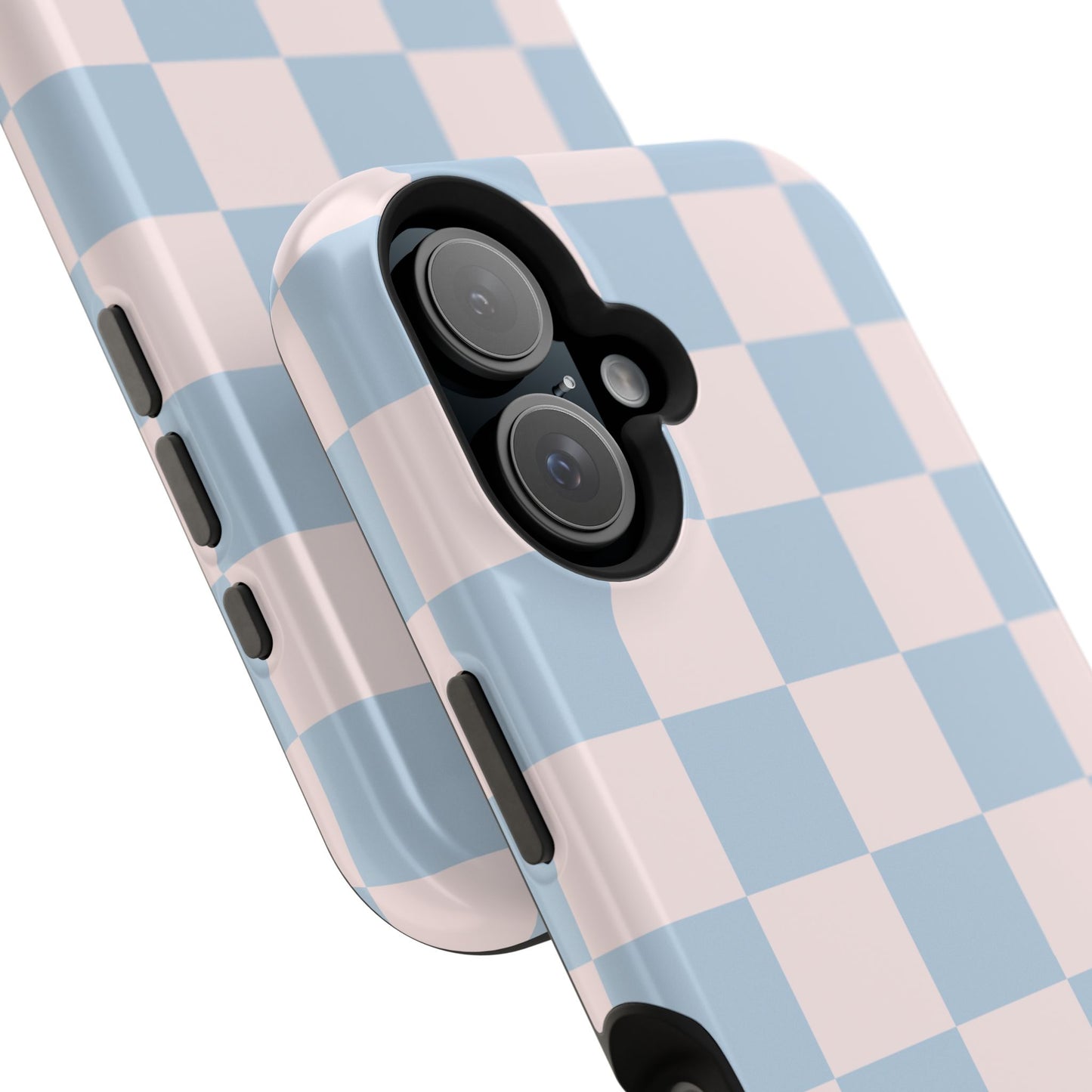 Light Pink & Blue Checkered iPhone Case