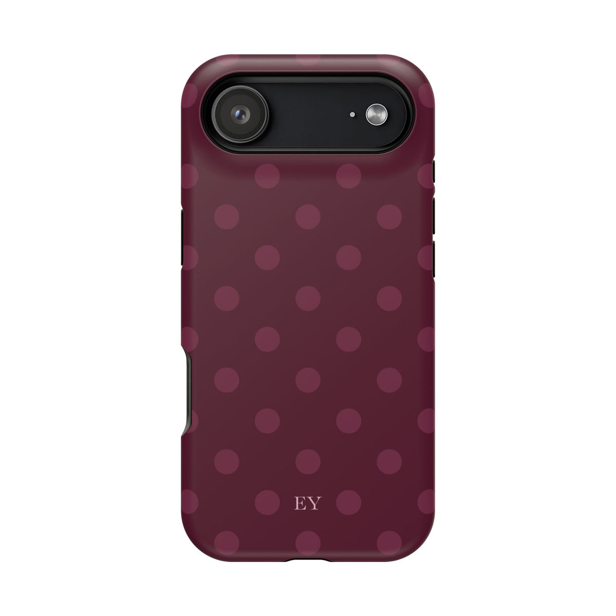 Custom Initials Plum Polka Dots iPhone Case