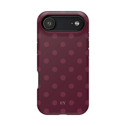 Custom Initials Plum Polka Dots iPhone Case