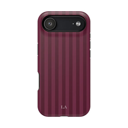 Custom Initials Plum Stripes iPhone Case