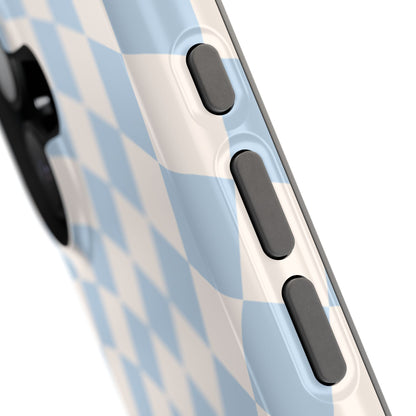 Blue & Beige Wavy Checkered iPhone Case