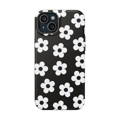 Black Retro Flowers iPhone Case