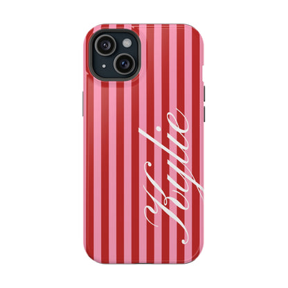 Personalized Cherry Blush Stripes iPhone Case