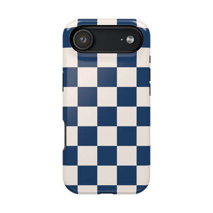 Navy & Beige Checkered iPhone Case