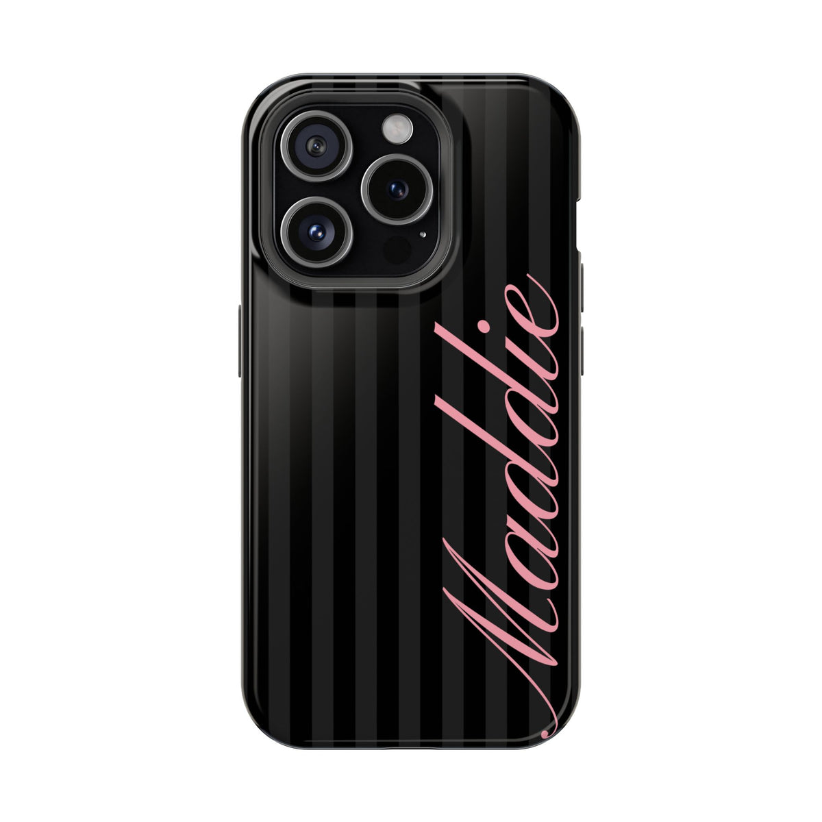 Custom Pink Black Stripes iPhone Case