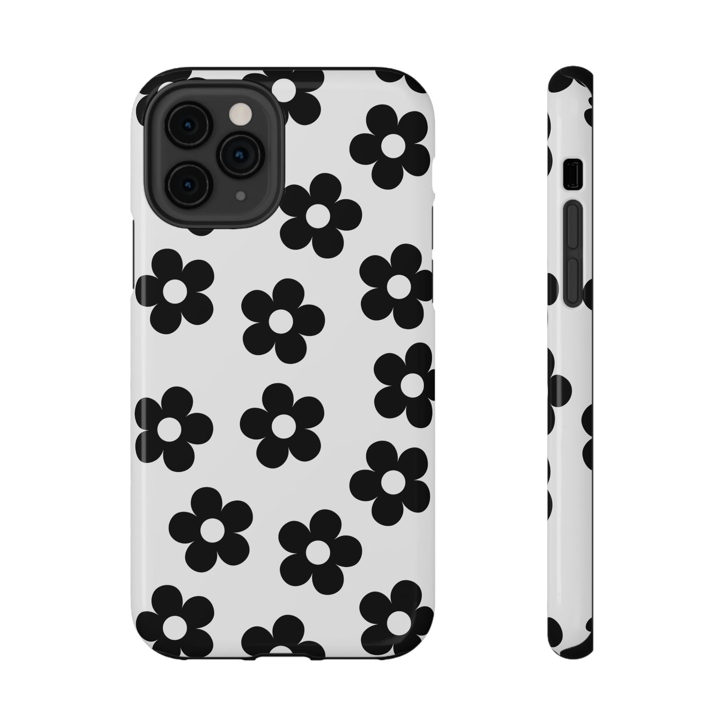 White Retro Flowers iPhone Case