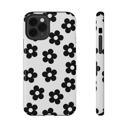 White Retro Flowers iPhone Case