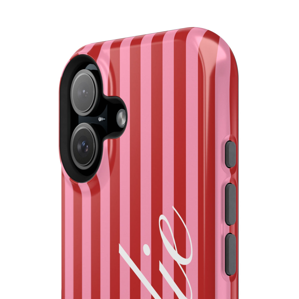 Personalized Cherry Blush Stripes iPhone Case